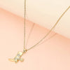 Stainless Steel CZ Stone Paved Star Accent Cowboy Boot Charm Pendant Necklace: Gold