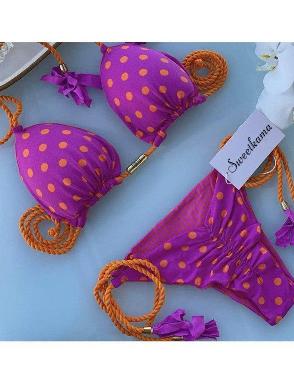 Ladies String Tie Halter Strap Sexy Bikini Set