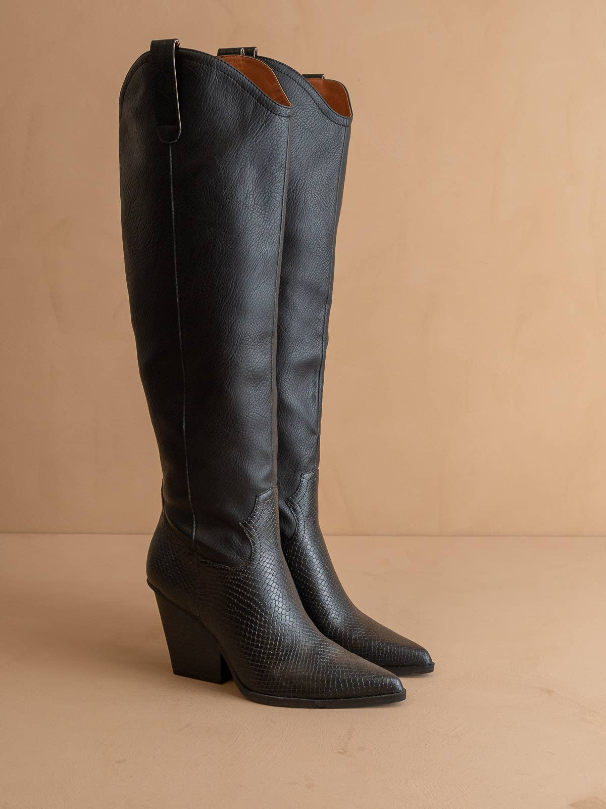 The Barcelona Black | Knee High Western Boot: Black