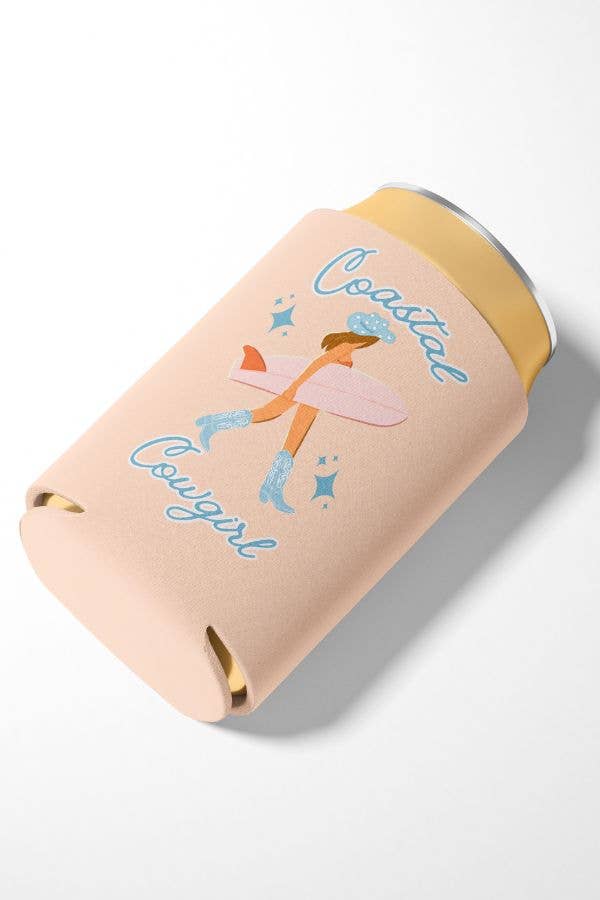 Brunette Coastal Cowgirl Can Cooler