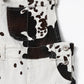 Girls Cow Print Denim Overalls: