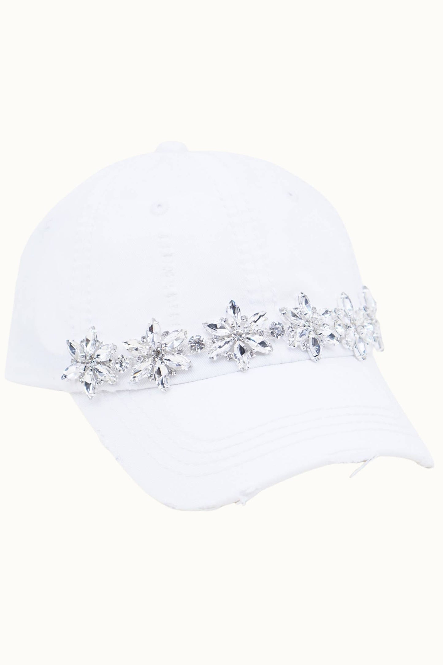 Bejeweled Bling Glitz Distressed Cap, Adjustable: Burnt Orange