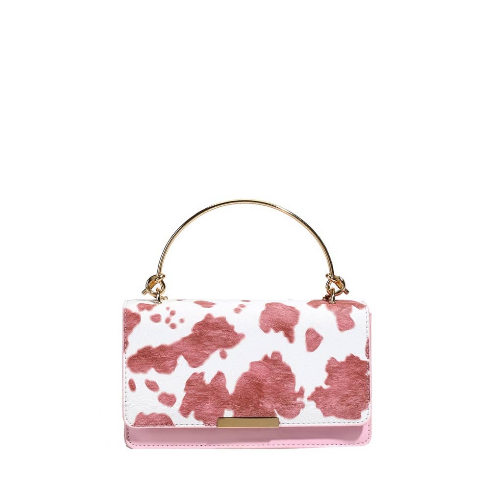 Cow Print Ring Handle Bag