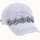 Bejeweled Bling Glitz Distressed Cap, Adjustable: Burnt Orange