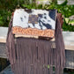 Upcycled Cowhide Leather Fringe Crossbody Bag Western Boho