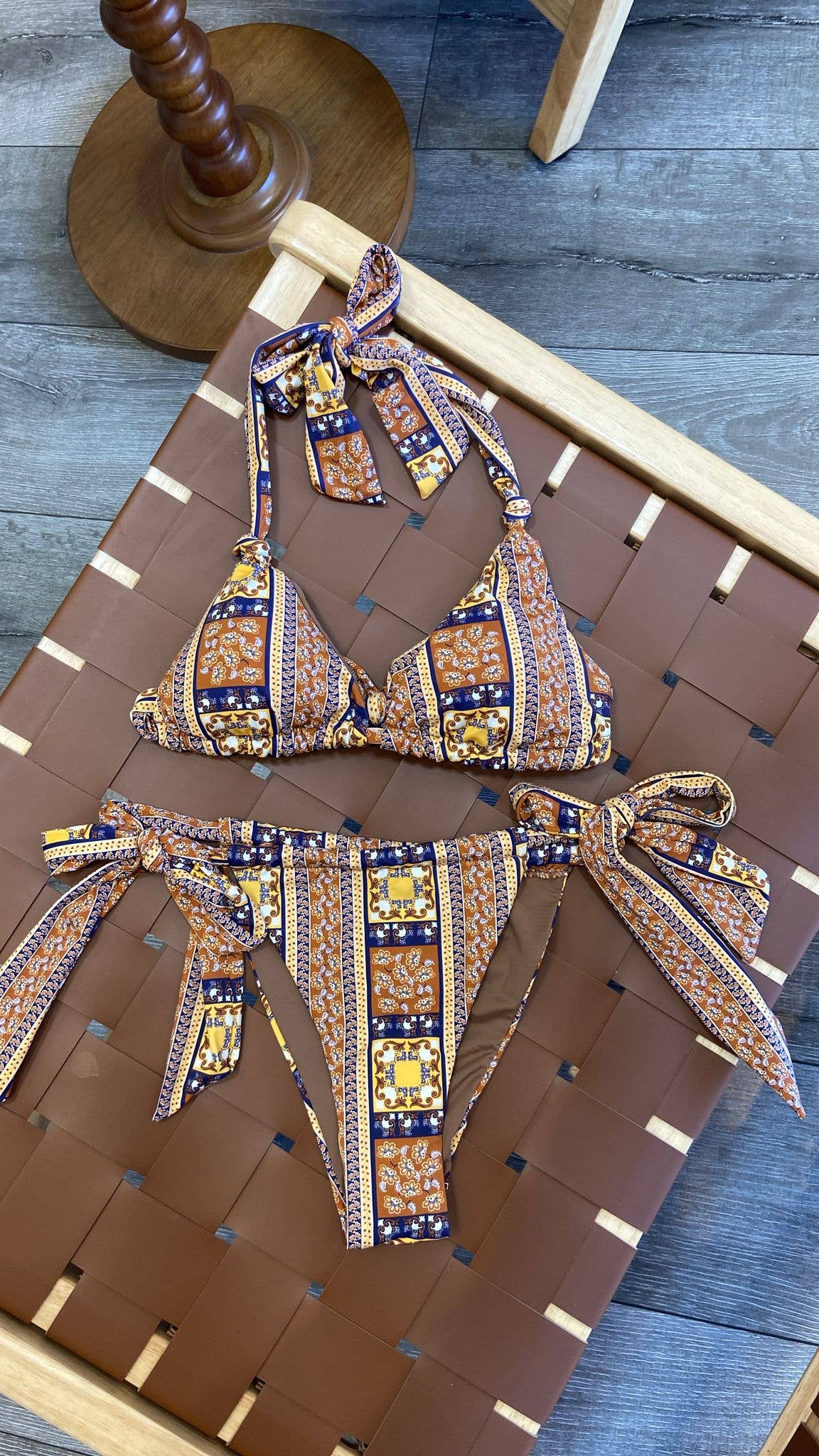 Autumn Breeze Bikini Set: BROWN / S-M-L(3-2-1)