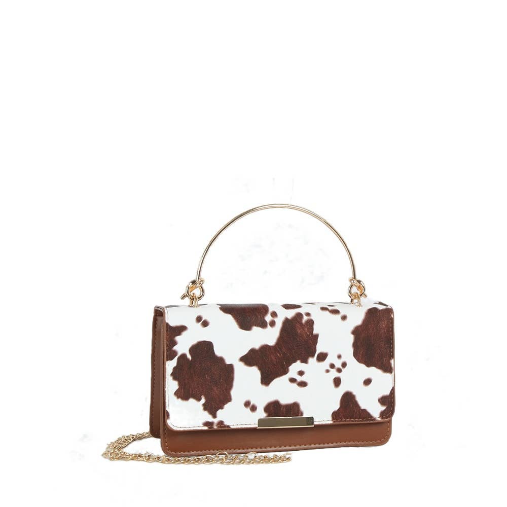 Cow Print Ring Handle Bag