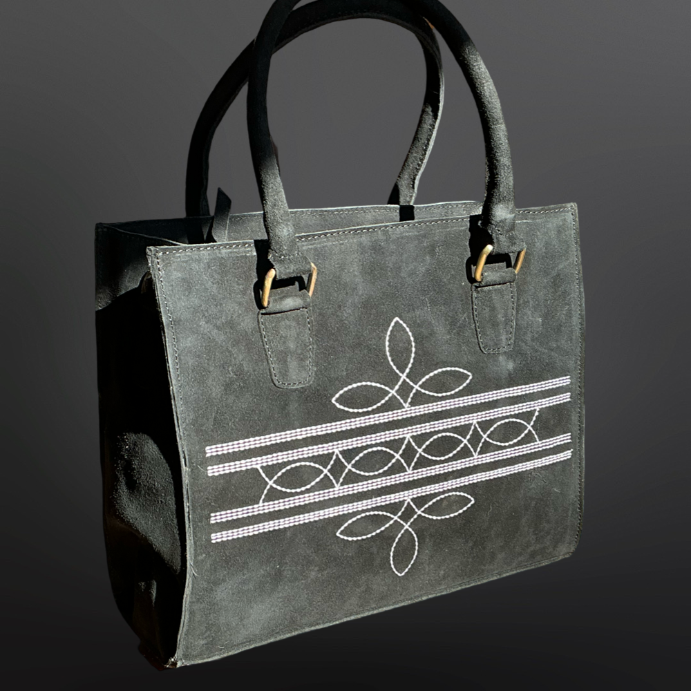 Western Boot Stitch Suede Leather Handbag