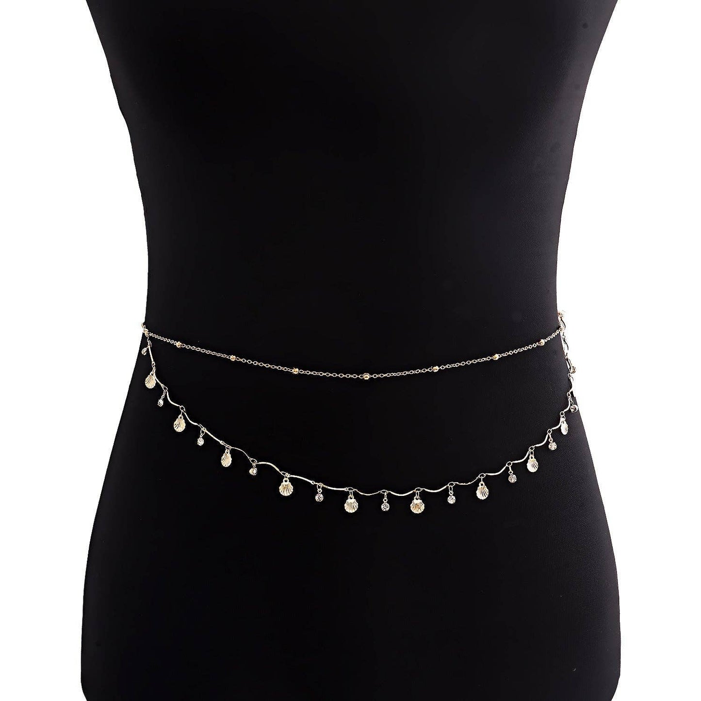 Simple Shell Sequin Rhinestone Waist Chain DP25A816: Gold