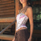 ESME Vintage Mesh Print Bustier Corset Cami Top With Bow: Multi-Colored / 3 SMALL 2 MEDIUM 1 LARGE