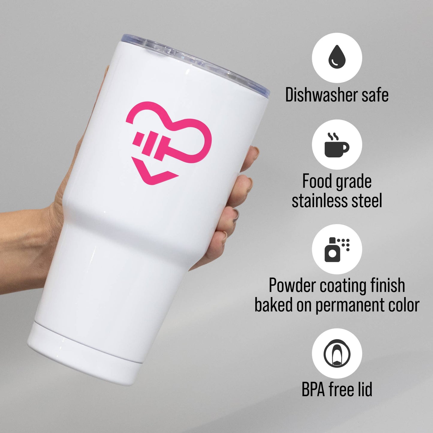 Custom Promotional Full Color Logo 30oz Tumbler : Light Pink