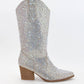 DAZZLING RHINESTONE JEWELED MID-CALF GLAM WESTERN BOOTS