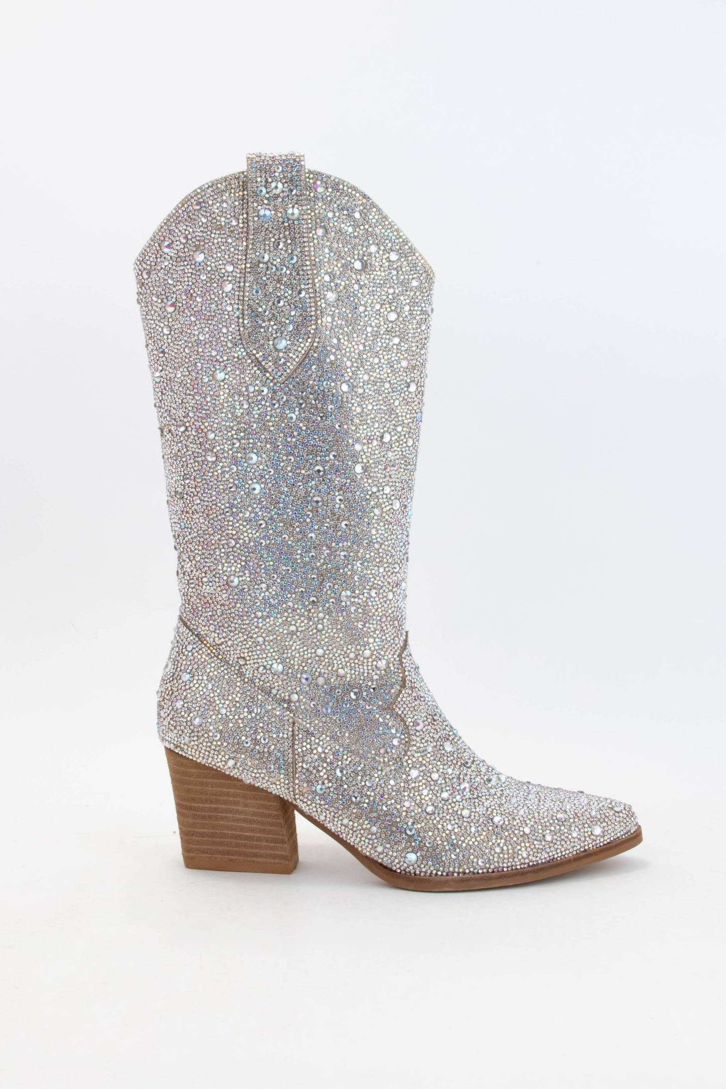 DAZZLING RHINESTONE JEWELED MID-CALF GLAM WESTERN BOOTS