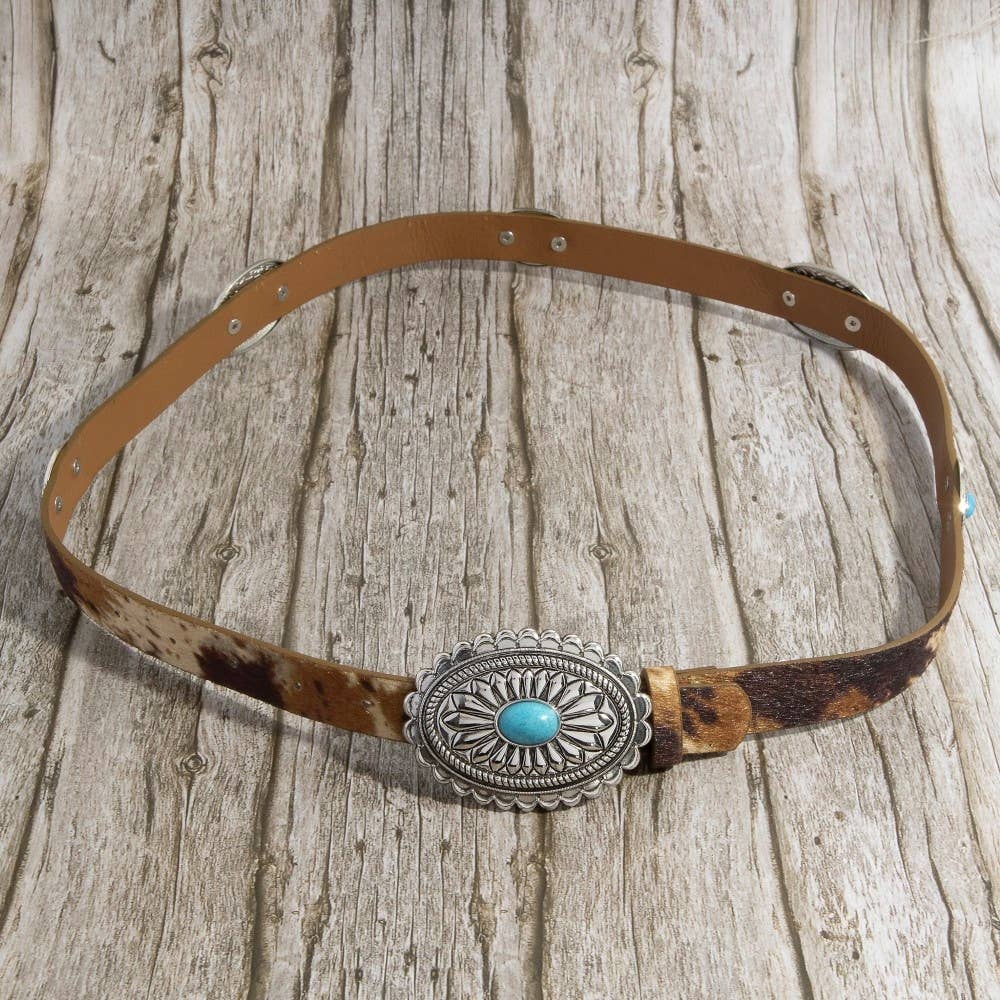 Oval Concho Buckle Western Belt