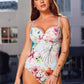 Floral Hard Cup One Piece Swimsuit: Mint