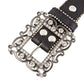Motif Floral Crystal Buckle Fashion Belt: Black / S/M