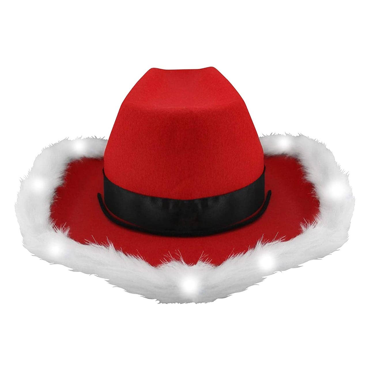 LED Flashing Christmas Cowboy Santa Western Hat