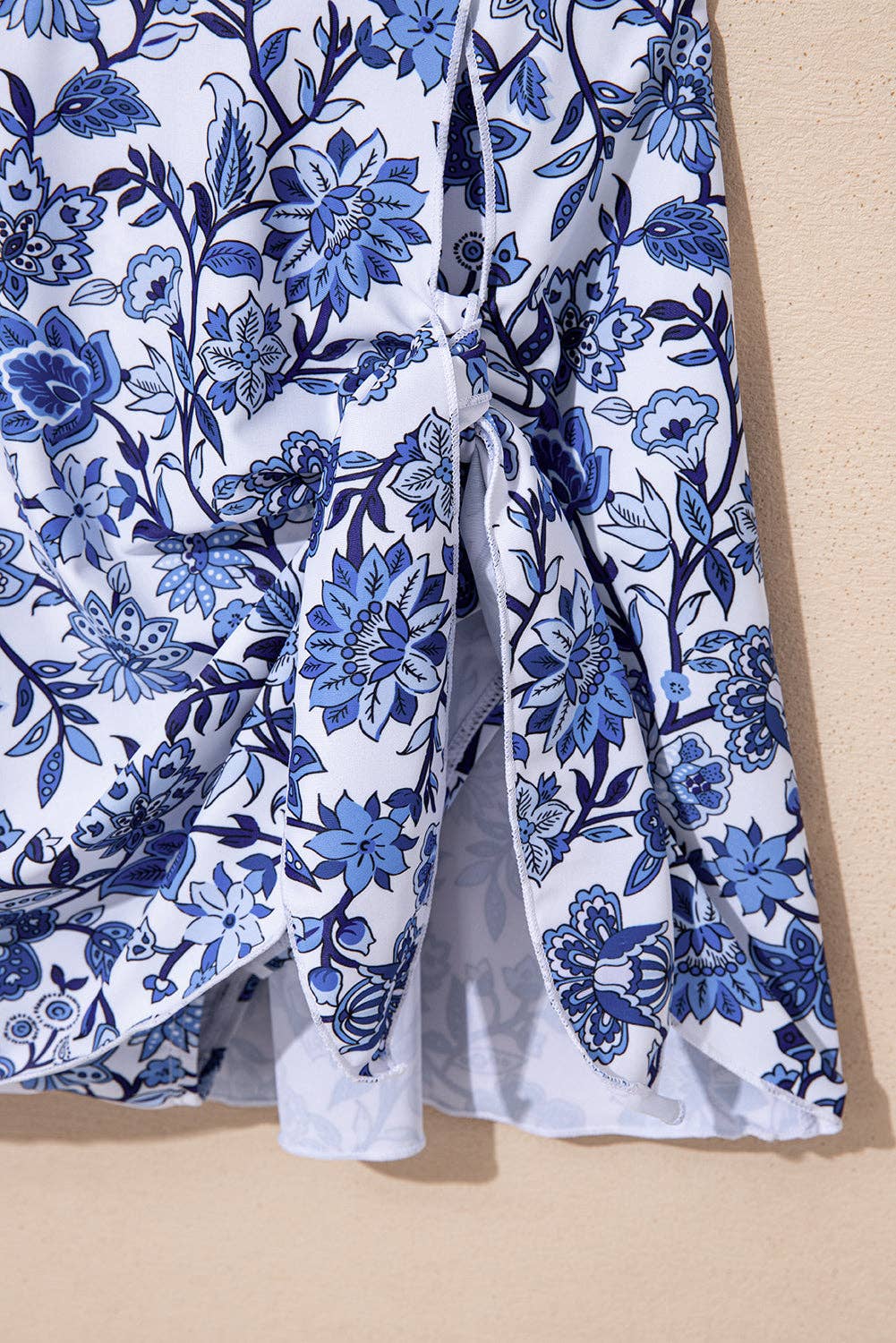 Sky Blue Crossed Back Floral Print swim dress