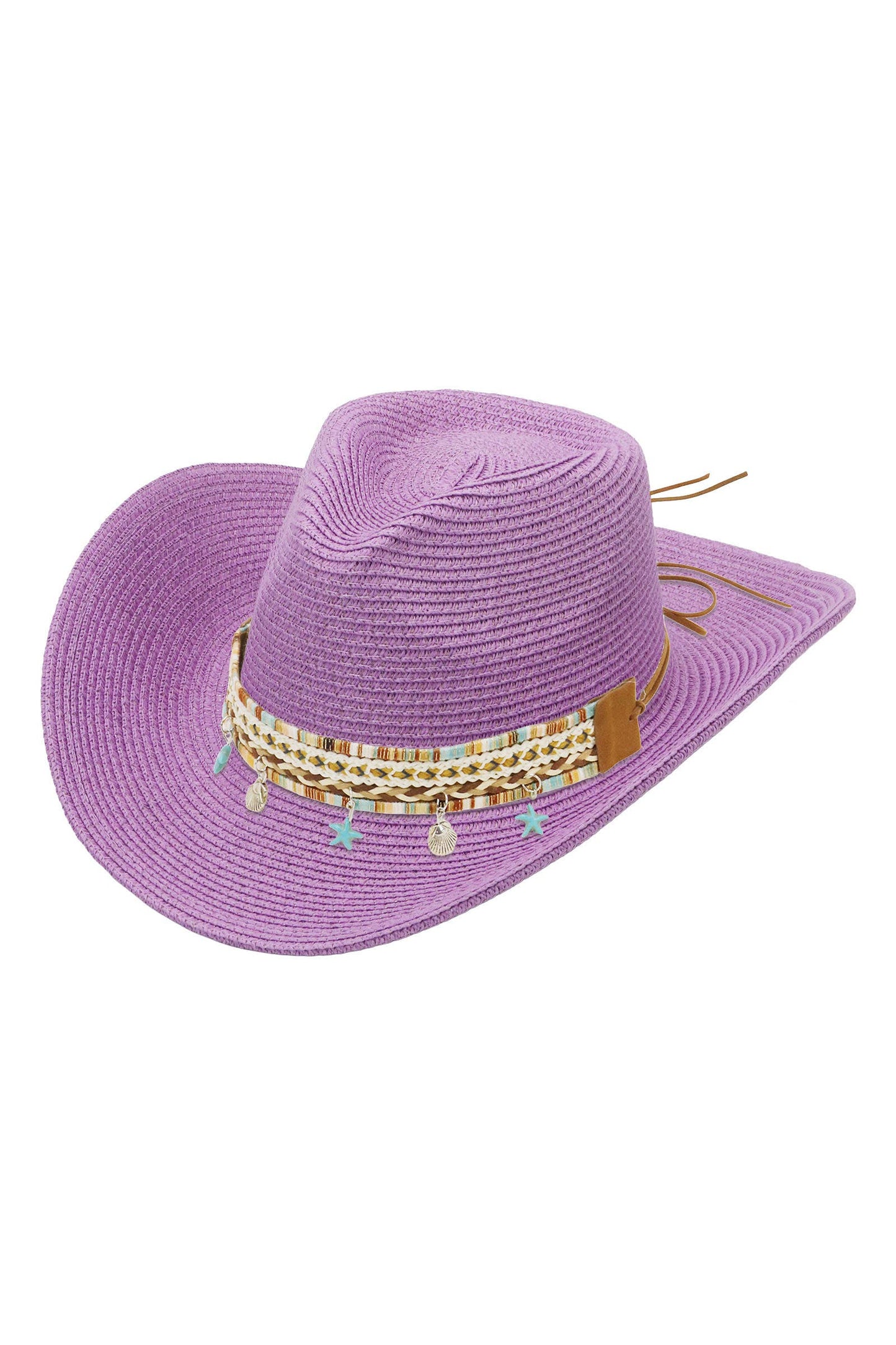 Blue Starfish Straw Coastal Cowgirl Hat: TAN / ONE SIZE