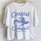 COASTAL COWGIRL GRAPHIC LONG CROP TOP: PEACH