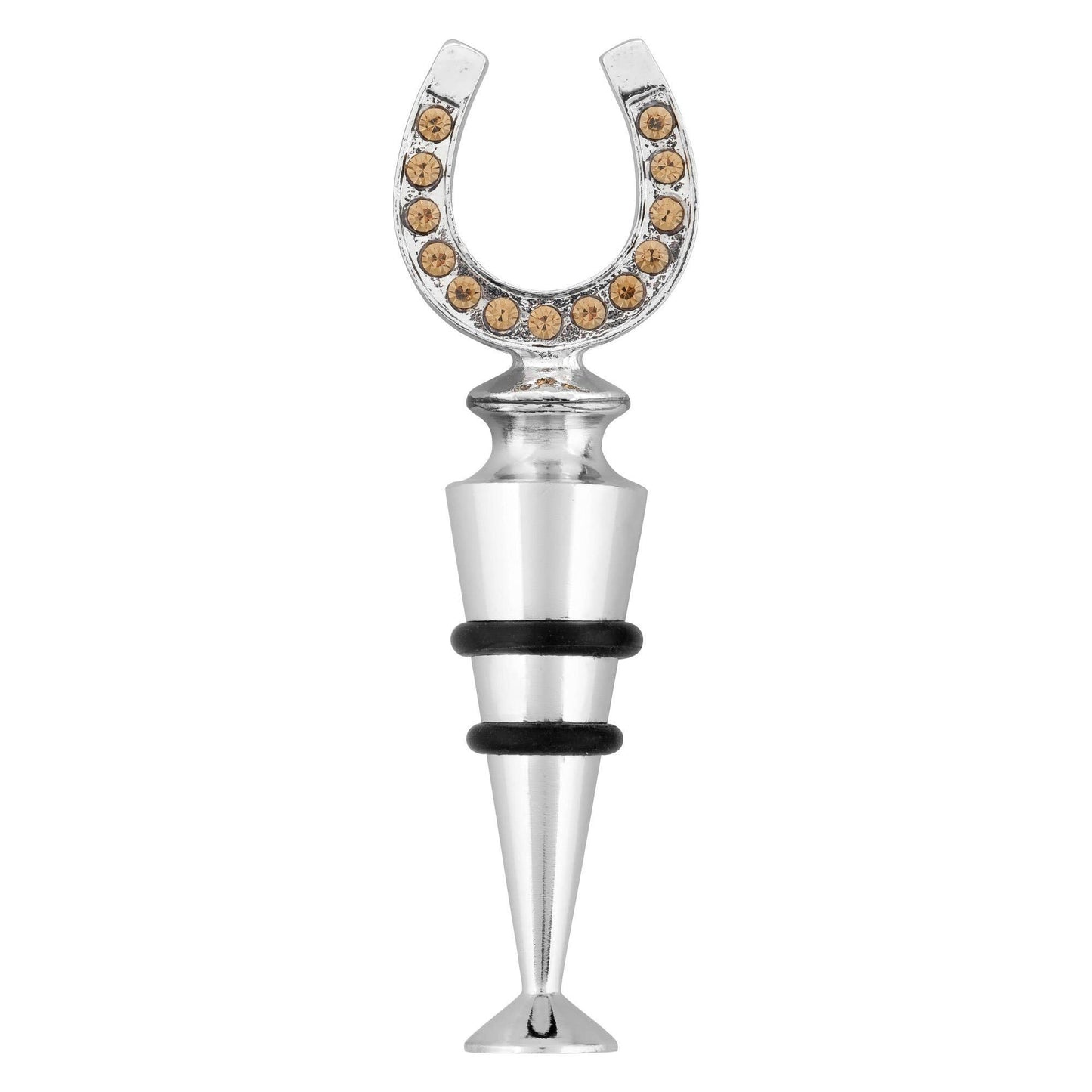 Crystal Horseshoe Wine Bottle Stopper: Crystal, Zinc Alloy / 4 1/4" L