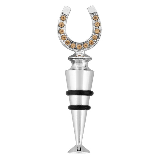 Crystal Horseshoe Wine Bottle Stopper: Crystal, Zinc Alloy / 4 1/4" L