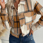 Buttoned Cardigan Plaid Jacket With Pocket:100%Polyester.
