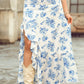 Boho Floral High Waist Ruffle Split Maxi Skirt