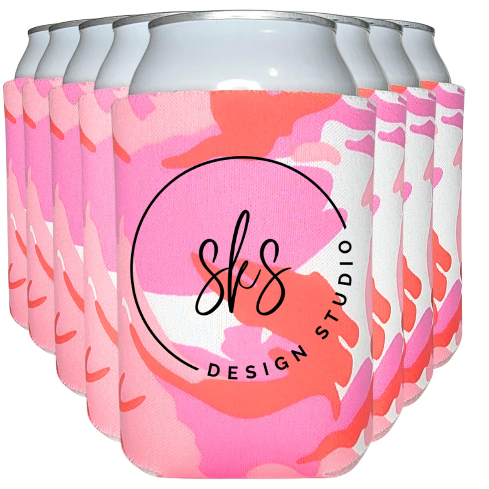 CUSTOM LOGO | Can Coozie: Pink Camo