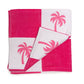 Pool / Beach Towel - Checkered w/ Palm Trees - Pink & White