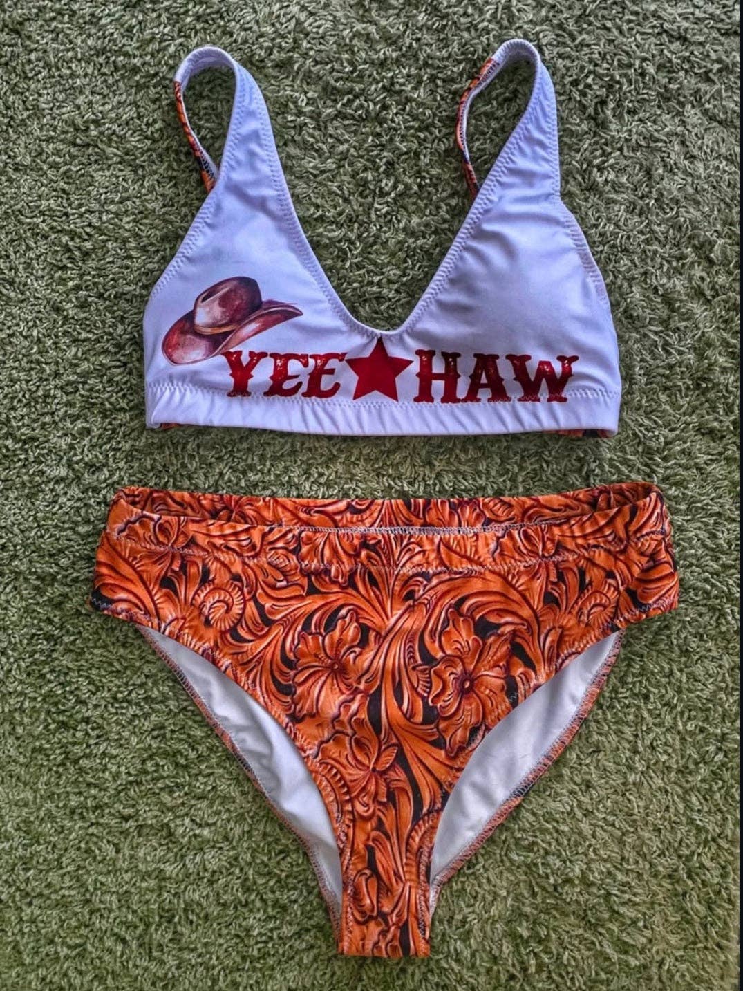 Yeehaw Tooled Leather Print Bikini