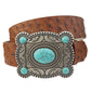 Western Silver Turquoise Buckle w. Ostrich Belt: Black / M/L