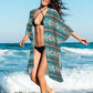 Teal Aztec Duster Kimono Coverup