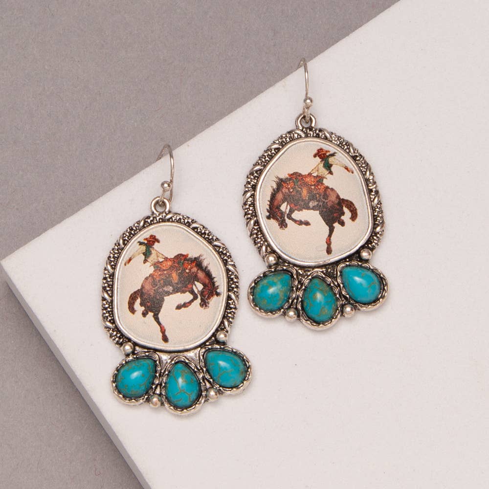 Western Bronc Rider Necklace with Turquoise Accents