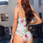 Floral Hard Cup One Piece Swimsuit: Mint