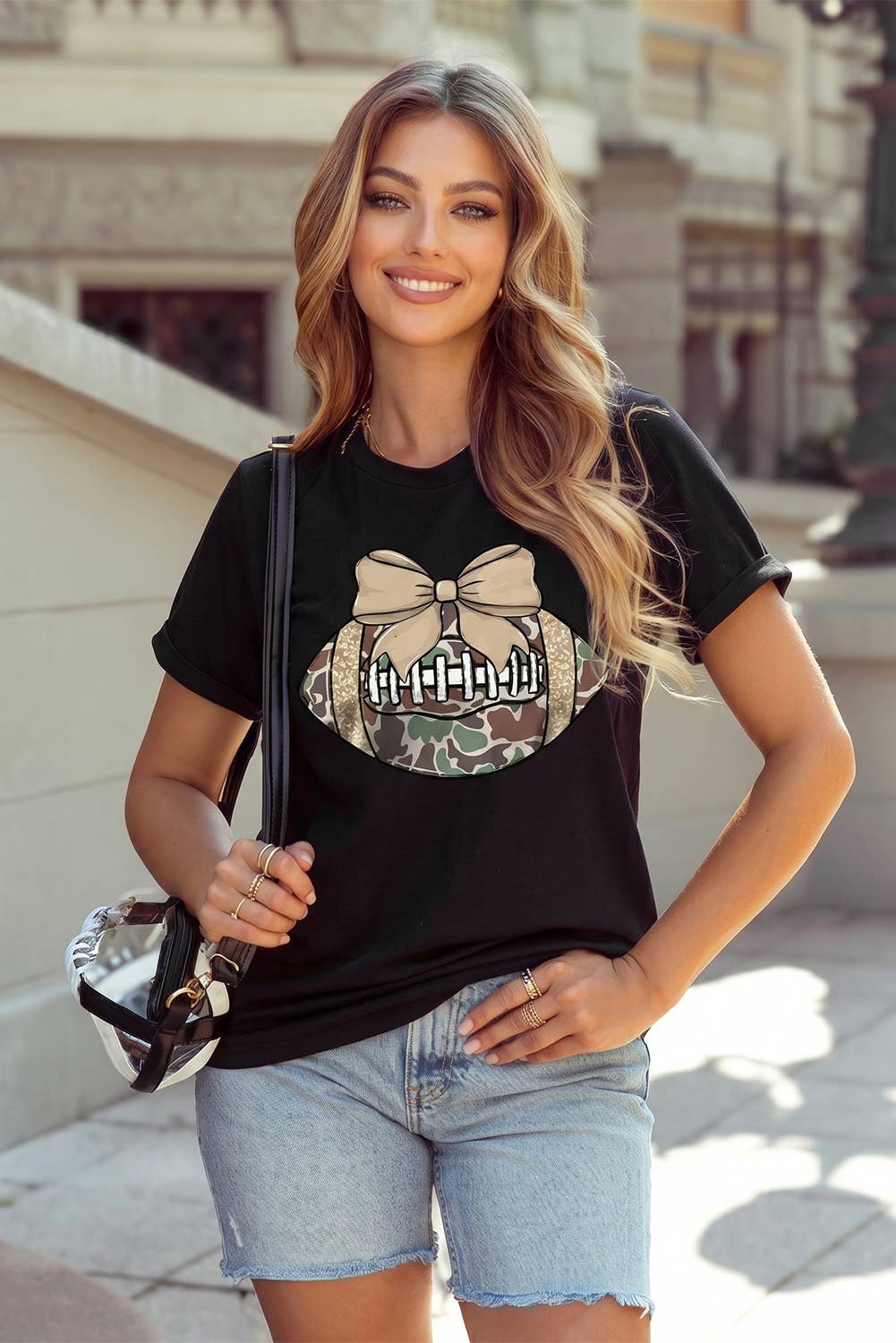 Camouflage Football Bow Tee