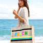 "Beach" Beach Bag, Natural