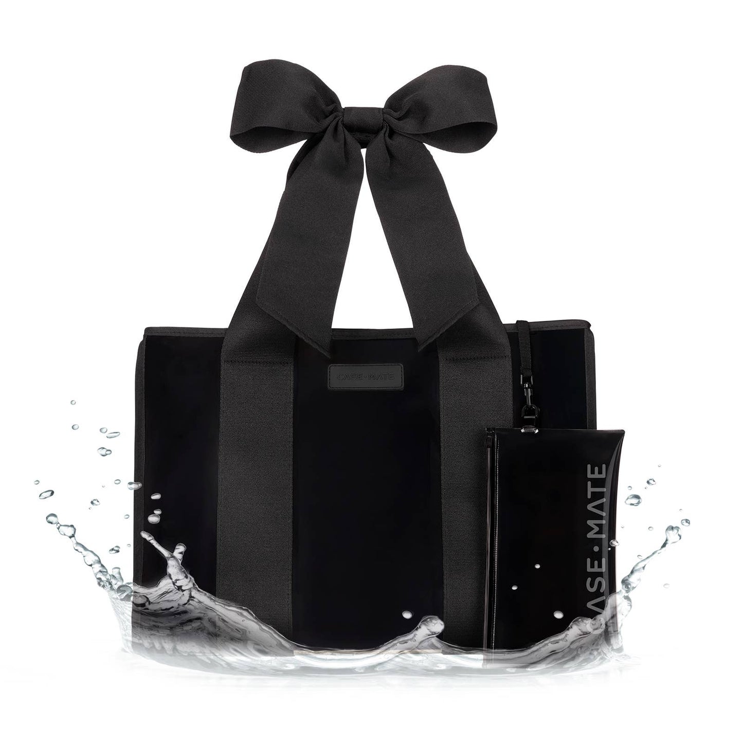 Special Edition Bow Midnight Black Beach Tote w/ Phone Pouch