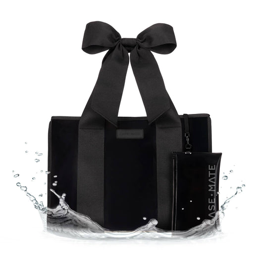 Special Edition Bow Midnight Black Beach Tote w/ Phone Pouch