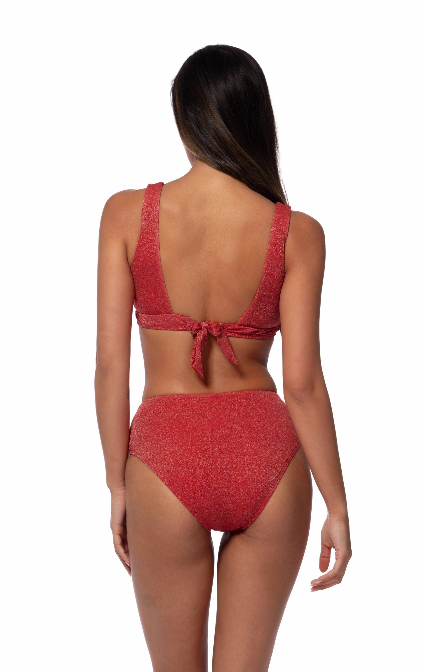 825616-SOLID SHIMMER HIGH WAIST BIKINI SET