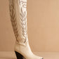The Bronco Off White | Knee High Cowboy Western Boot: Off White