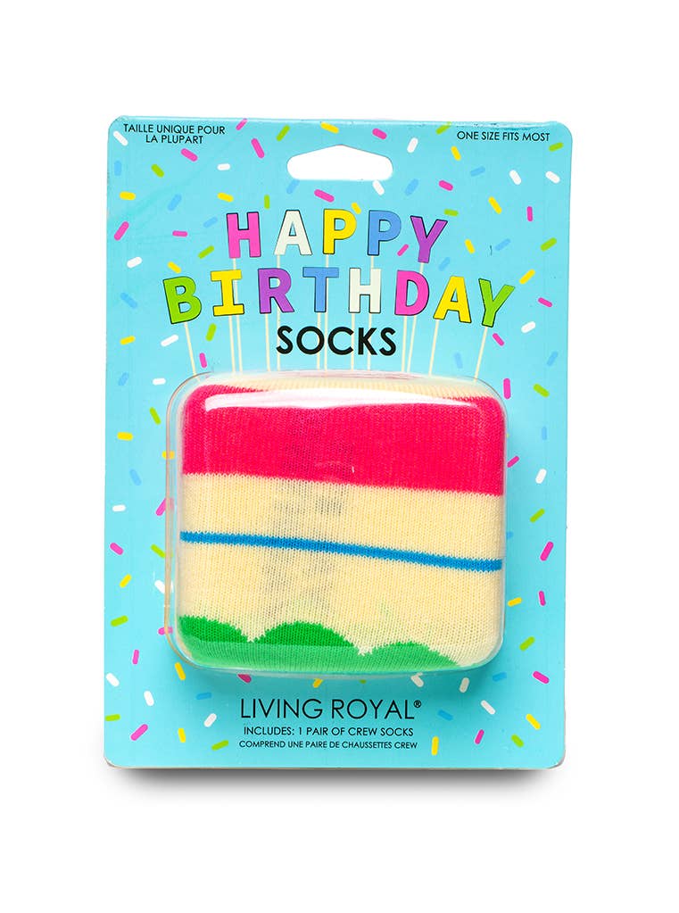 3D Packaged Crew Socks - Cake - "It's My Birthday" - Cream