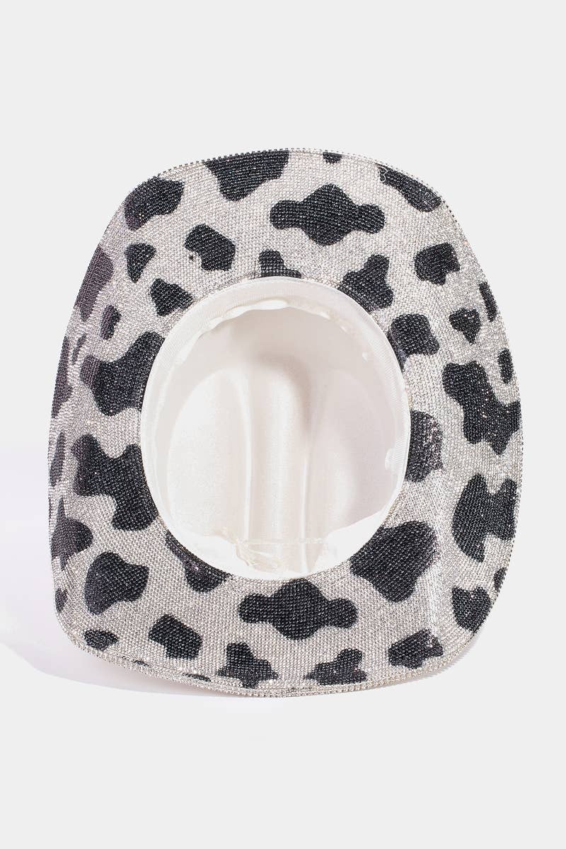Pave Rhinestone Studded Cow Pattern Western Cowboy Hat