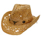 Longhorn Monochrome Belt Crochet Woven Cowboy Hat: Hot Pink