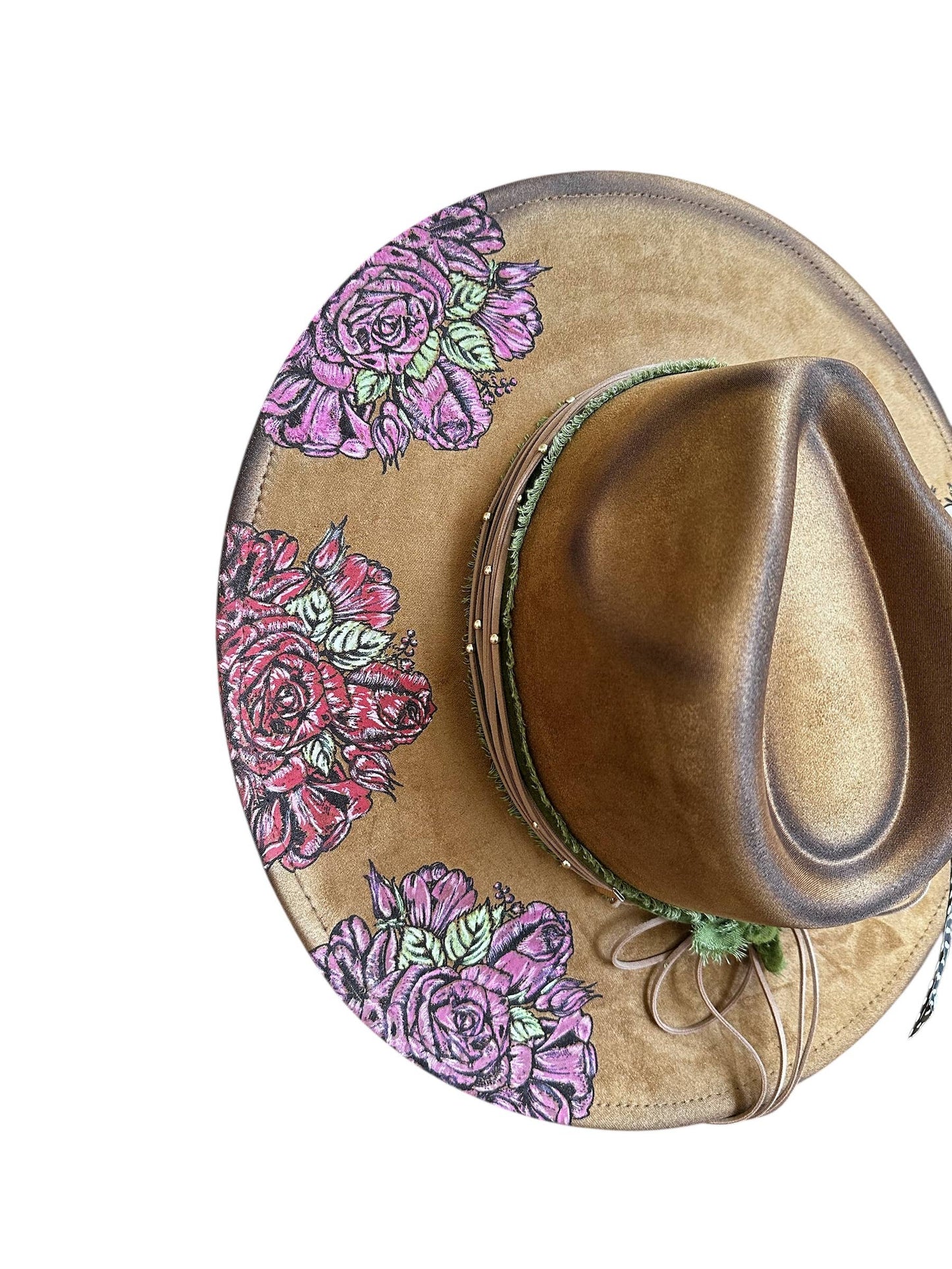 Western Hat Hand painted Bull Skull & Florals