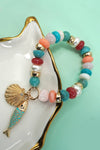 MULTI PEARL STONE MIX BEADED GOLD FISH BRACELETS | 80B1507: GOLD