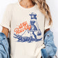 Western Stay Rowdy Retro Cowgirl Alligator  Graphic Tee