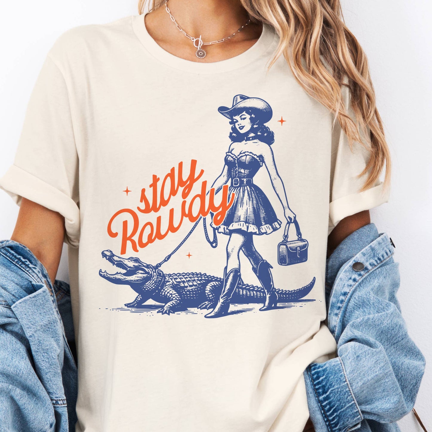 Stay Rowdy Cowgirl Alligator   Tee
