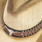 Western Long Horn Studded Strap Straw Cowboy Hat: KA