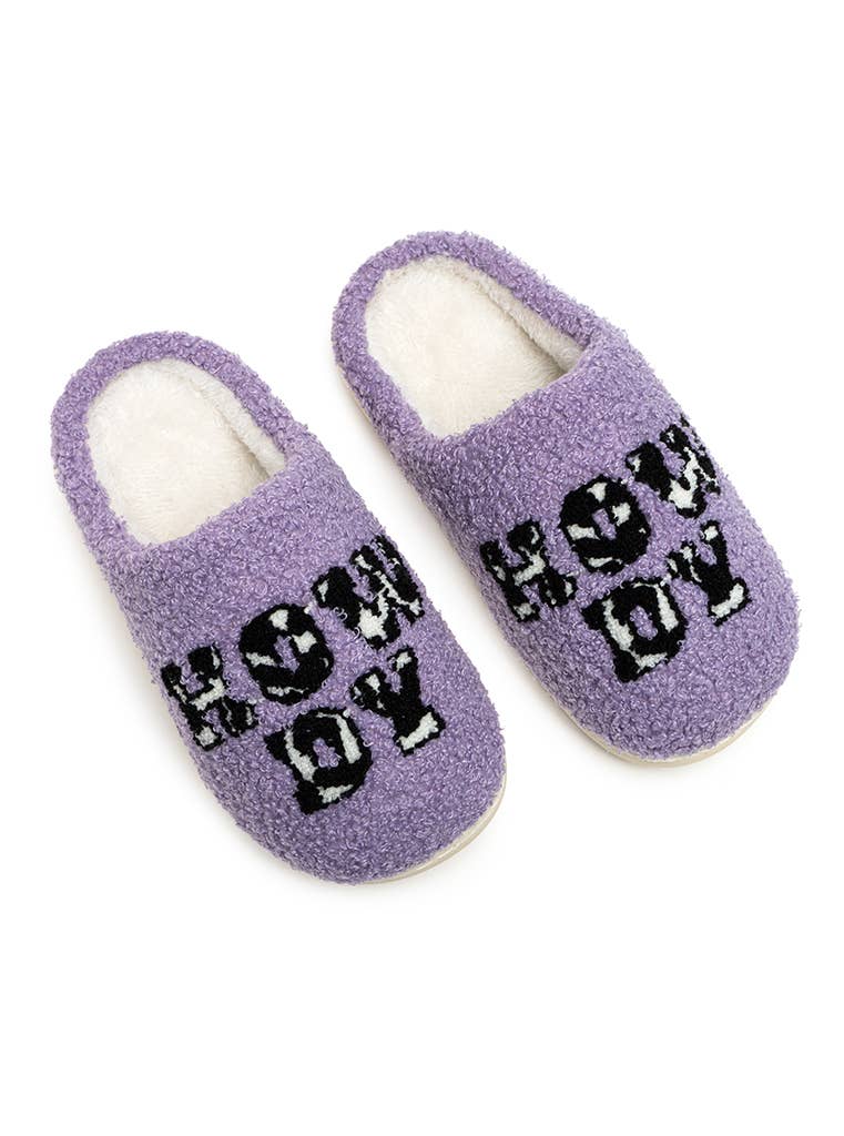 Indoor / Outdoor Slippers - Cow Print "Howdy"